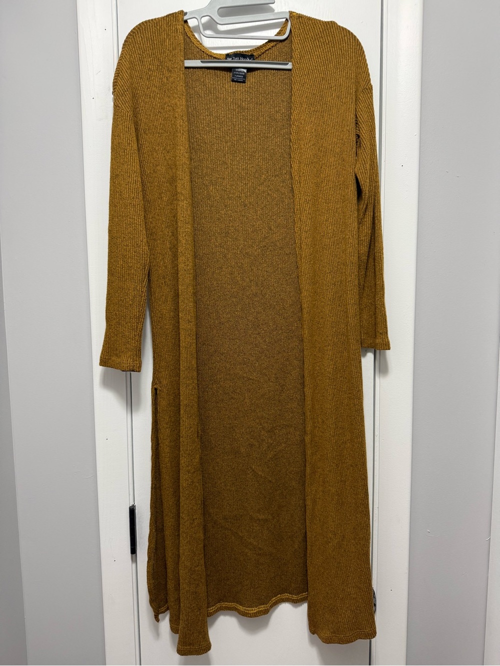 See You Monday Longline Open-Front Cardigan - Mustard
